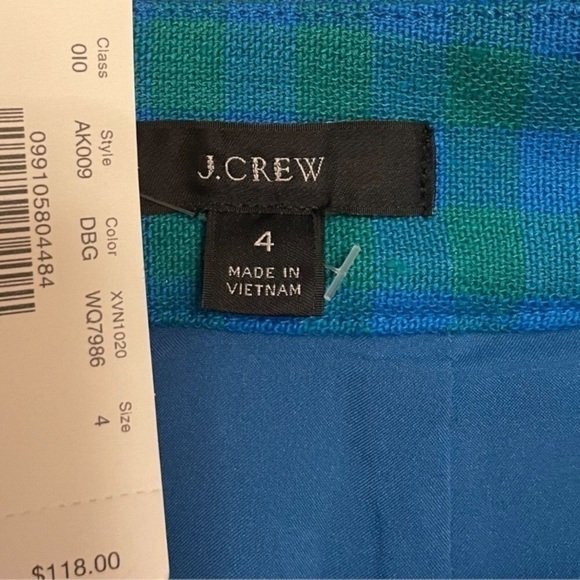 NWT J. CREW COLORFUL GINGHAM FRONT FLAP POCKET SKIRT IN DEEP BLUES GINGH… - Picture 7 of 7